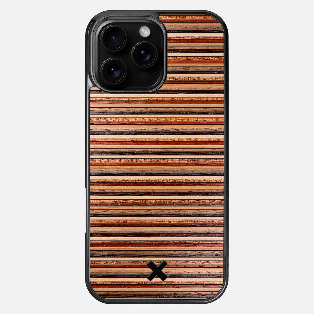 Strata Case for the Apple iPhone 16 Pro Max featuring a Maple, Sapele, Padauk, Cherry, Walnut, and Wenge Wood backer with the Keyway X Mark#Phone Model_iPhone 16 Pro Max