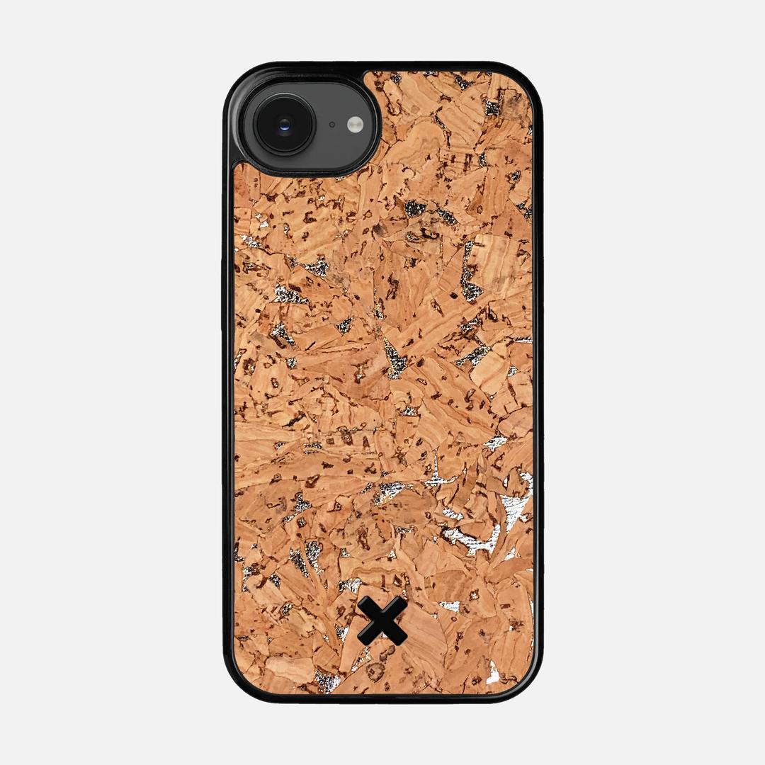 Silver Cork Case for the Apple iPhone 16e featuring a Genuine Cork backer with the Keyway X Mark#Phone Model_iPhone 16e
