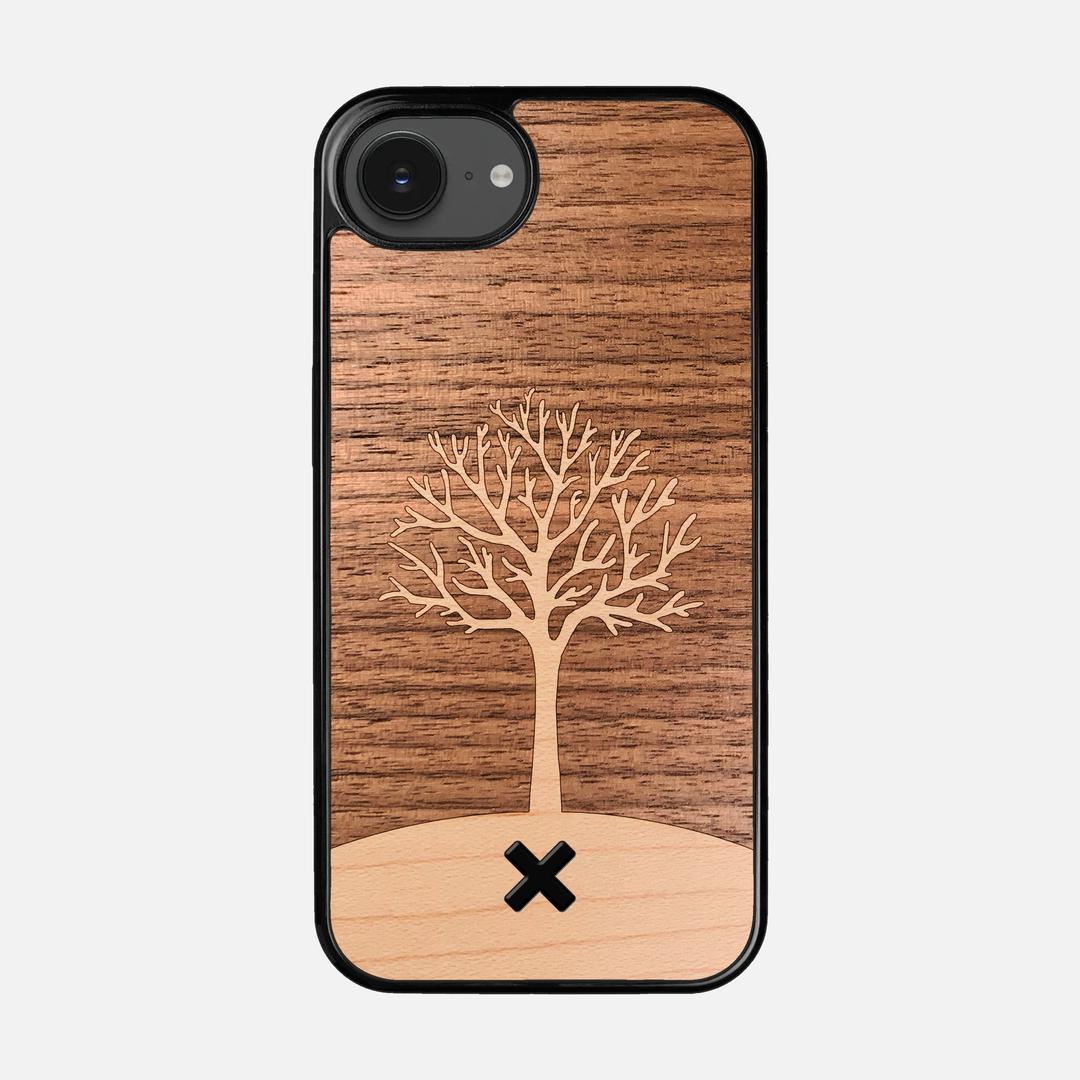 Tree of Life Case for the Apple iPhone 16e featuring a Maple and Walnut Wood backer with the Keyway X Mark#Phone Model_iPhone 16e
