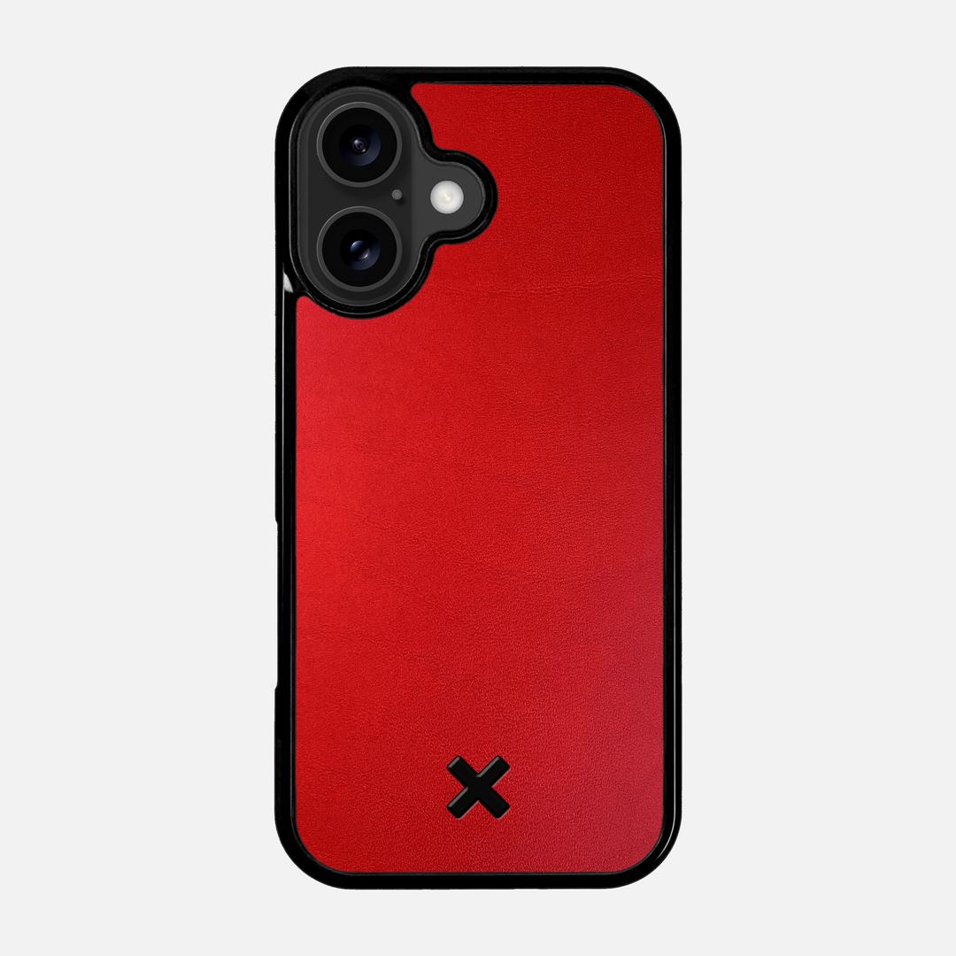 Crimson Leather Case for the Apple iPhone 17 featuring a Genuine Leather backer with the Keyway X Mark#Phone Model_iPhone 17