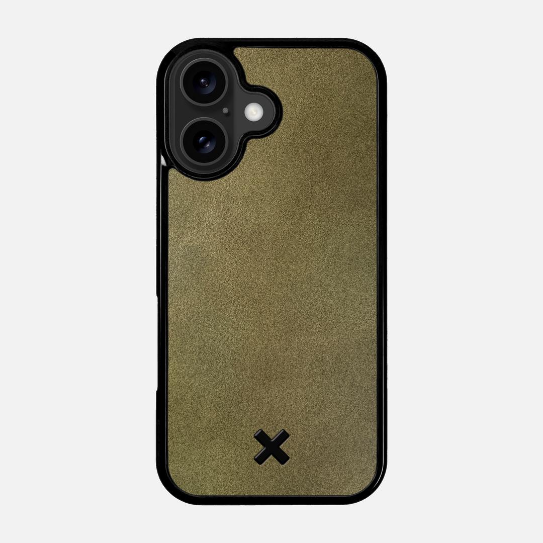 Olive Leather Case for the Apple iPhone 17 featuring a Genuine Leather backer with the Keyway X Mark#Phone Model_iPhone 17
