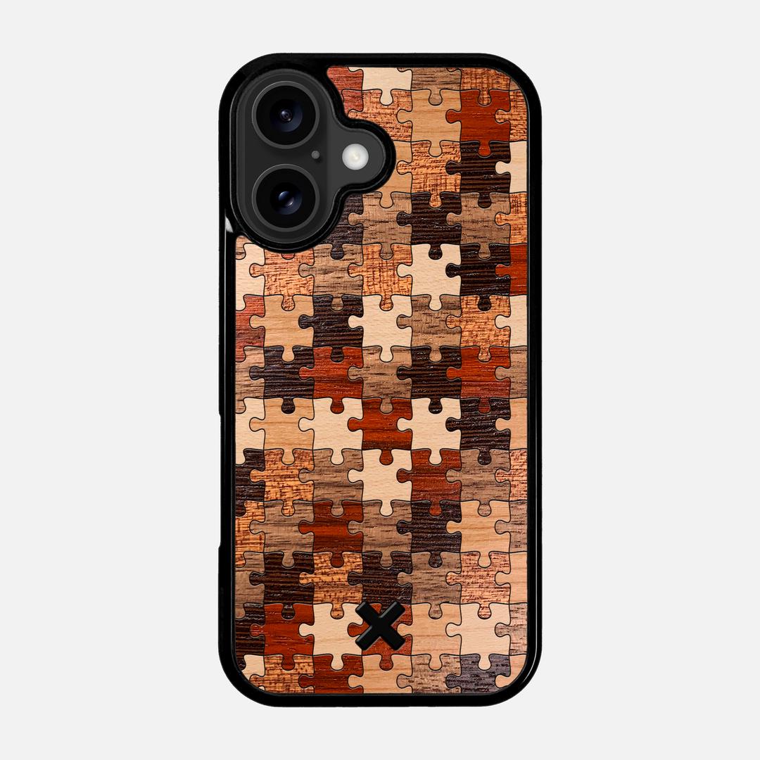Puzzle Case for the Apple iPhone 17 featuring a Wenge, Maple, Cherry, Sapele, Padauk, and Walnut Wood backer with the Keyway X Mark#Phone Model_iPhone 17