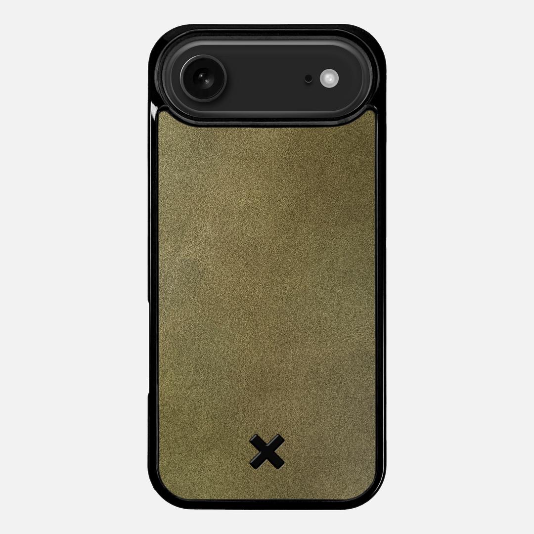Olive Leather Case for the Apple iPhone 17 Air featuring a Genuine Leather backer with the Keyway X Mark#Phone Model_iPhone 17 Air