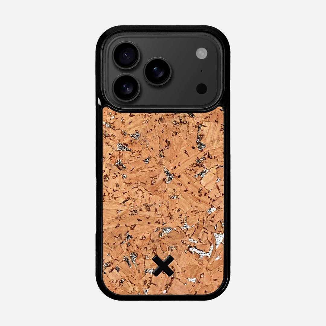 Silver Cork Case for the Apple iPhone 17 Pro featuring a Genuine Cork backer with the Keyway X Mark#Phone Model_iPhone 17 Pro