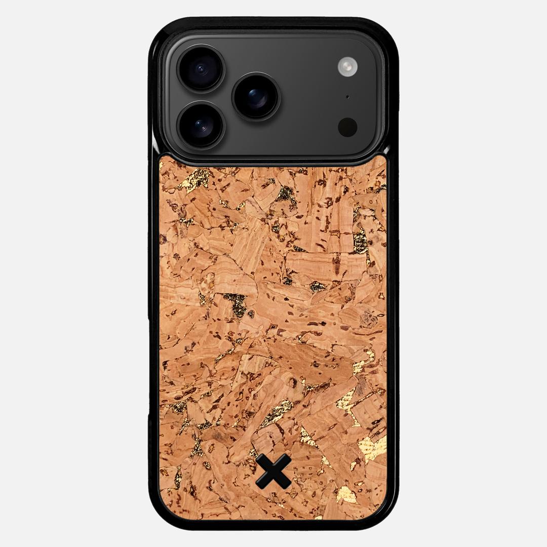 Gold Cork Case for the Apple iPhone 17 Pro Max featuring a Genuine Cork backer with the Keyway X Mark#Phone Model_iPhone 17 Pro Max
