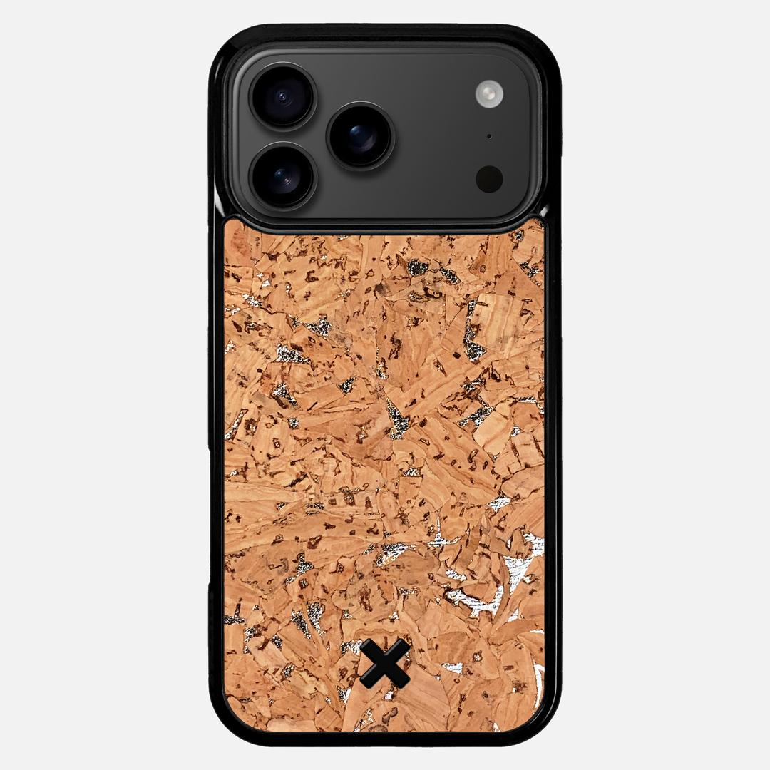 Silver Cork Case for the Apple iPhone 17 Pro Max featuring a Genuine Cork backer with the Keyway X Mark#Phone Model_iPhone 17 Pro Max