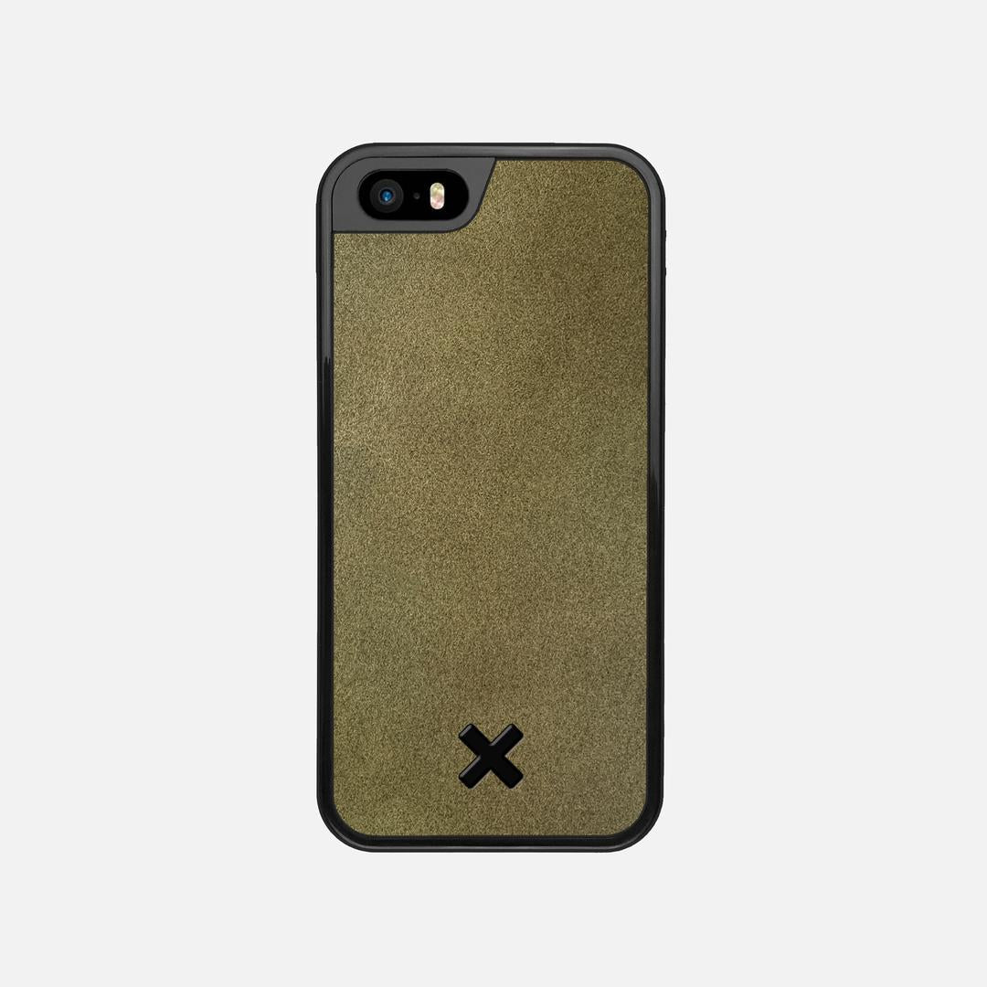 Olive Leather Case for the Apple iPhone 5 featuring a Genuine Leather backer with the Keyway X Mark#Phone Model_iPhone 5