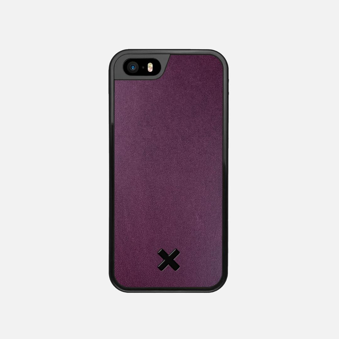 Plum Leather Case for the Apple iPhone 5 featuring a Genuine Leather backer with the Keyway X Mark#Phone Model_iPhone 5