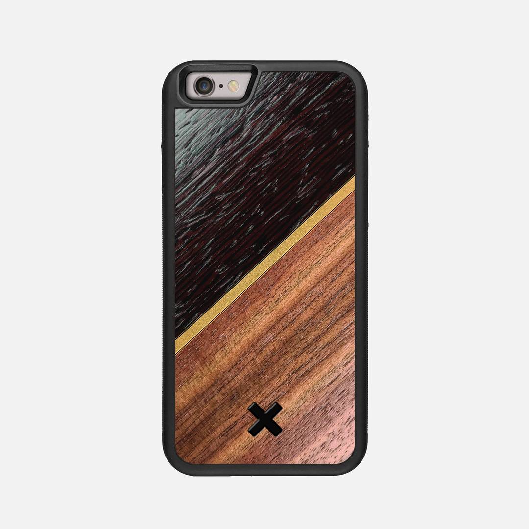 Alium Case for the Apple iPhone 6S featuring a Wenge, Gold, and Walnut Wood backer with the Keyway X Mark#Phone Model_iPhone 6S