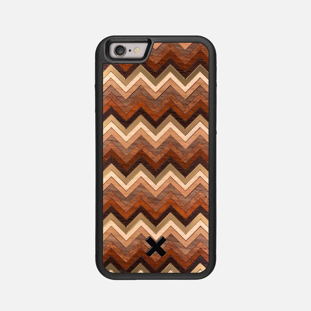 Echo Case for the Apple iPhone 6S featuring a zigzag Gold, Maple, Cherry, Walnut, Sapele, Padauk, and Wenge Wood backer with the Keyway X Mark#Phone Model_iPhone 6S