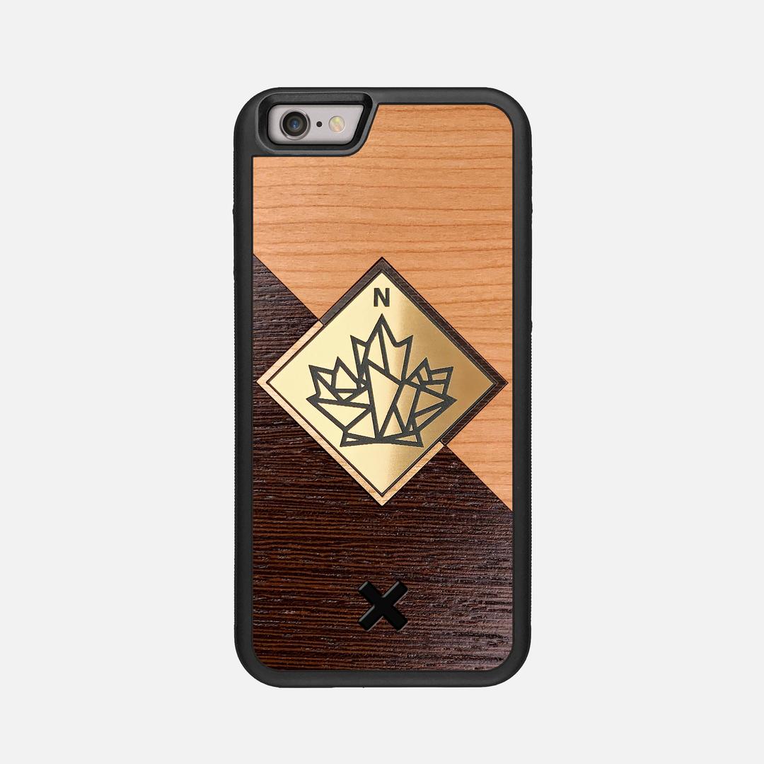 True North Case for the Apple iPhone 6S featuring an Engraved Gold, Cherry, and Wenge Wood backer with the Keyway X Mark#Phone Model_iPhone 6S