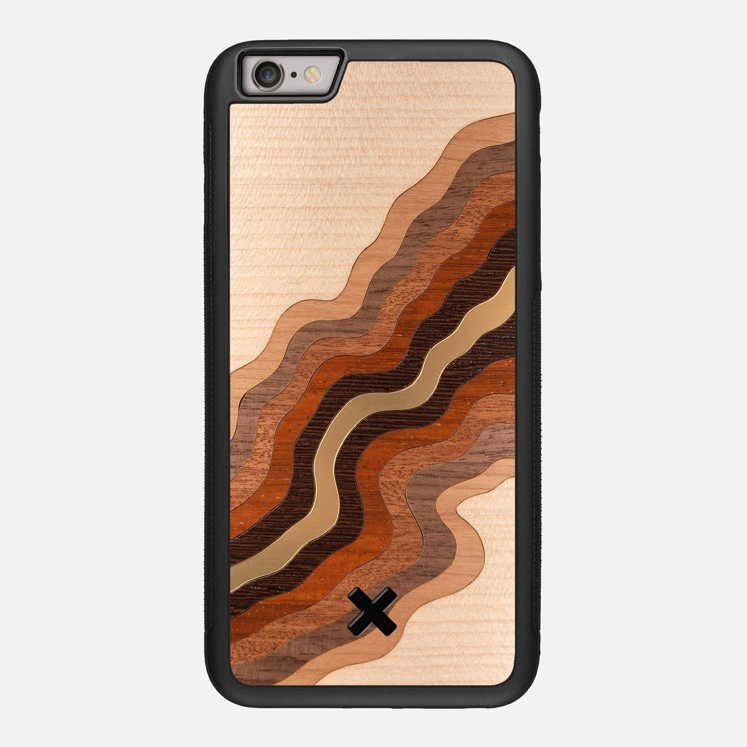 Canyon Case for the Apple iPhone 6 Plus featuring a flowing Gold, Maple, Cherry, Walnut, Sapele, Padauk, and Wenge Wood backer with the Keyway X Mark#Phone Model_iPhone 6 Plus