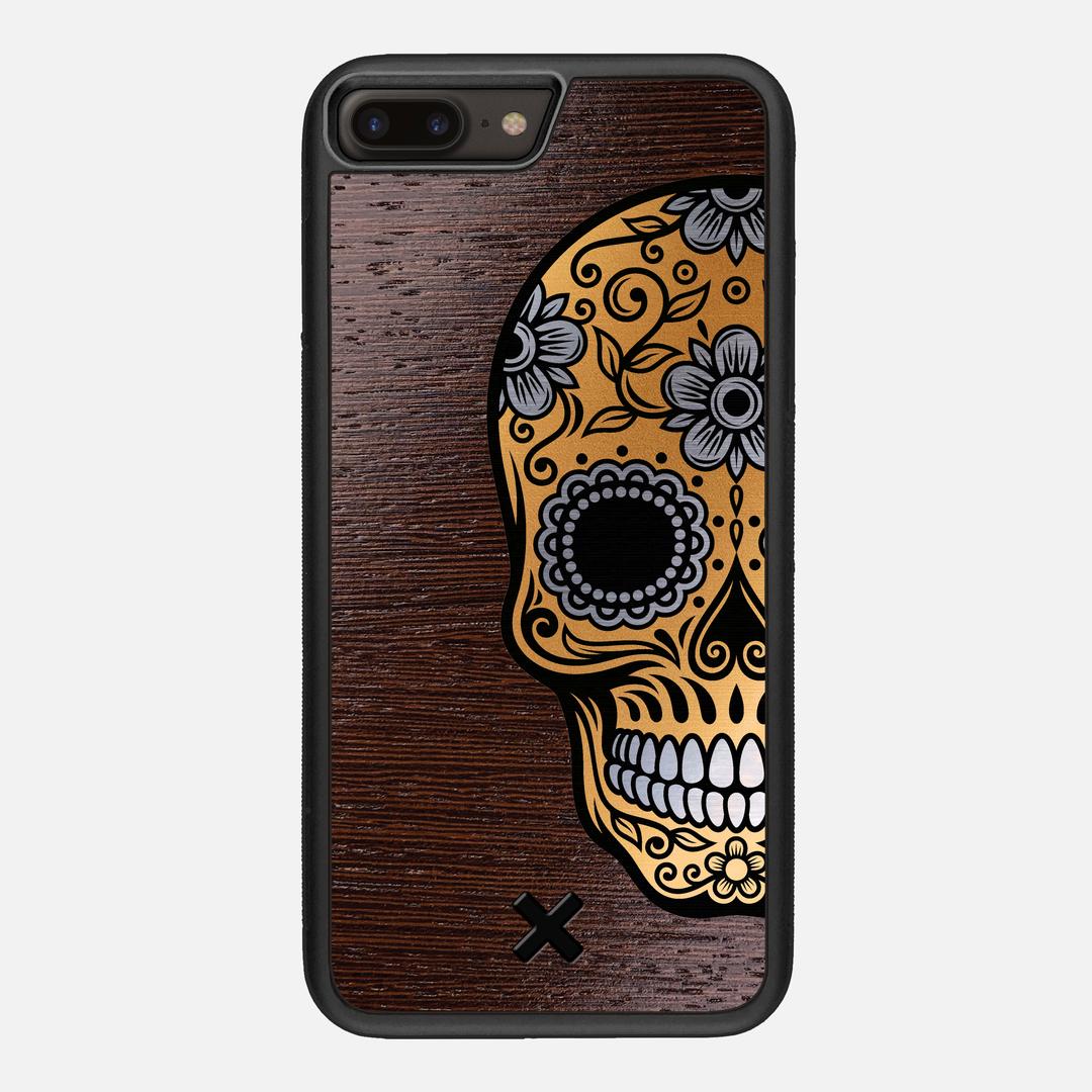 Calavera Case for the Apple iPhone 8 Plus featuring an Engraved Gold and Wenge Wood backer with the Keyway X Mark#Phone Model_iPhone 8 Plus