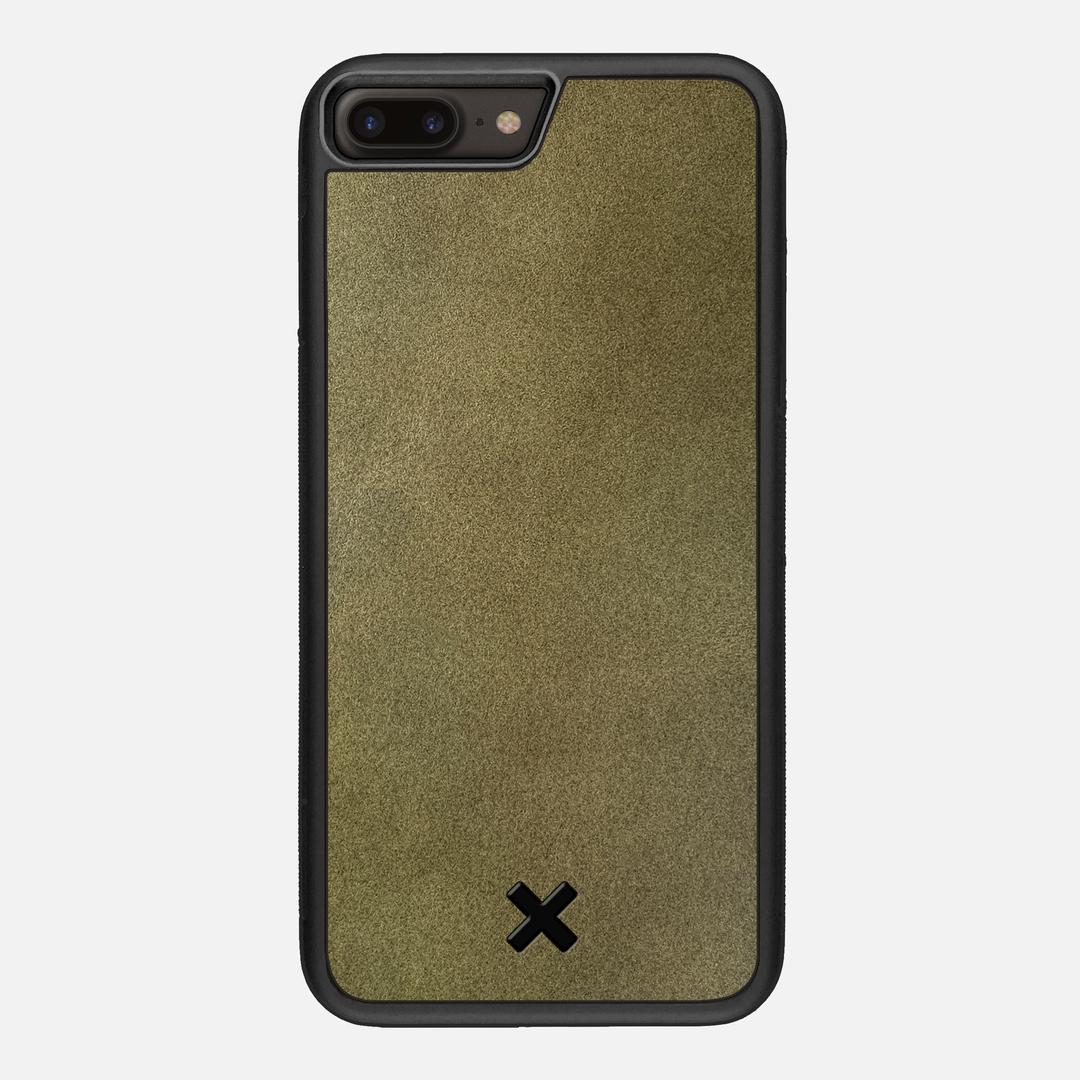 Olive Leather Case for the Apple iPhone 8 Plus featuring a Genuine Leather backer with the Keyway X Mark#Phone Model_iPhone 8 Plus