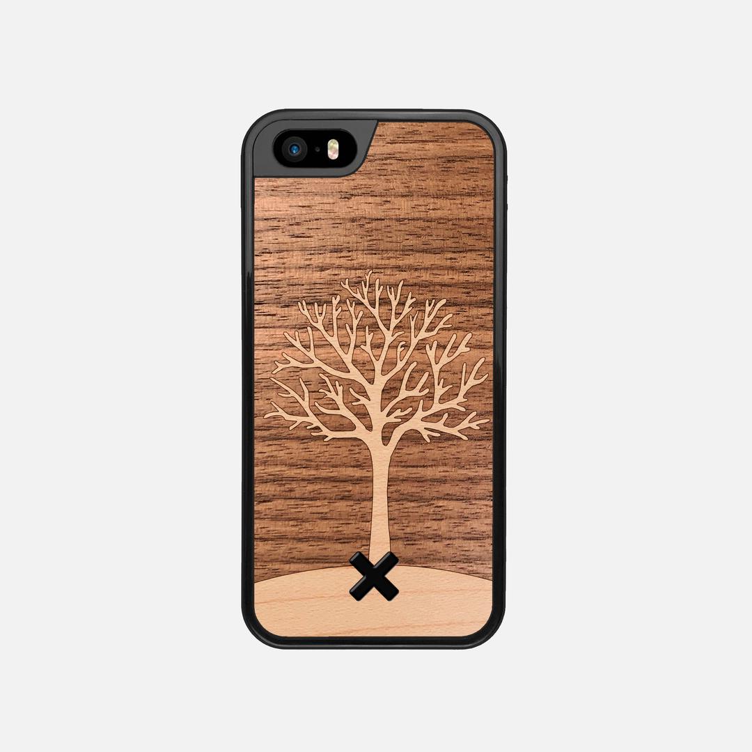 Tree of Life Case for the Apple iPhone SE (2016) featuring a Maple and Walnut Wood backer with the Keyway X Mark#Phone Model_iPhone SE (2016)