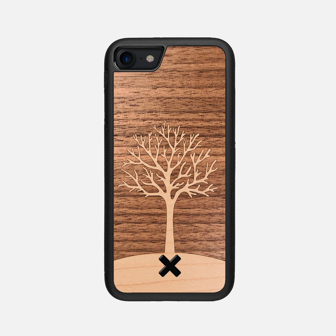 Tree of Life Case for the Apple iPhone SE (2020) featuring a Maple and Walnut Wood backer with the Keyway X Mark#Phone Model_iPhone SE (2020)