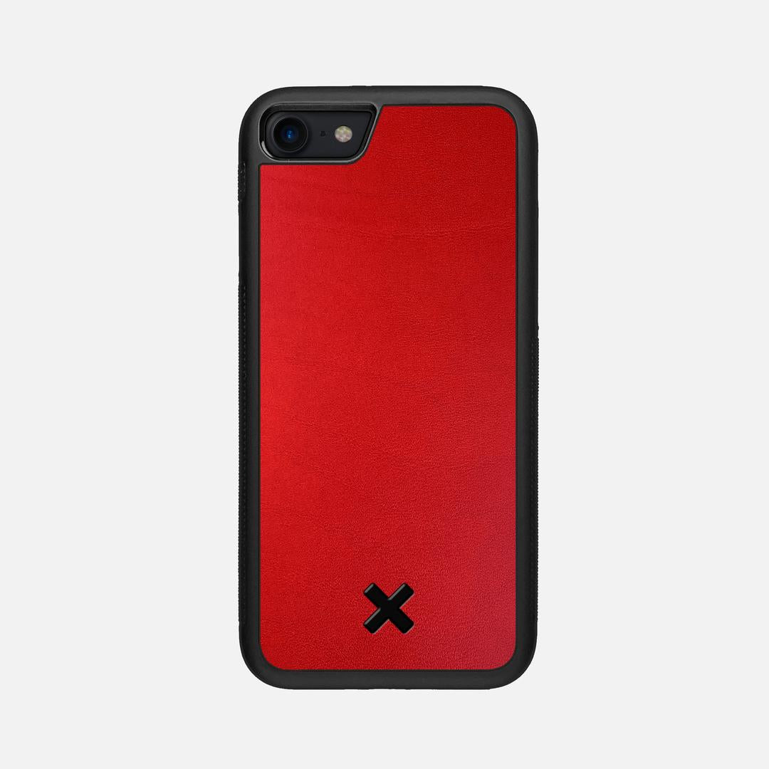 Crimson Leather Case for the Apple iPhone SE (2022) featuring a Genuine Leather backer with the Keyway X Mark#Phone Model_iPhone SE (2022)