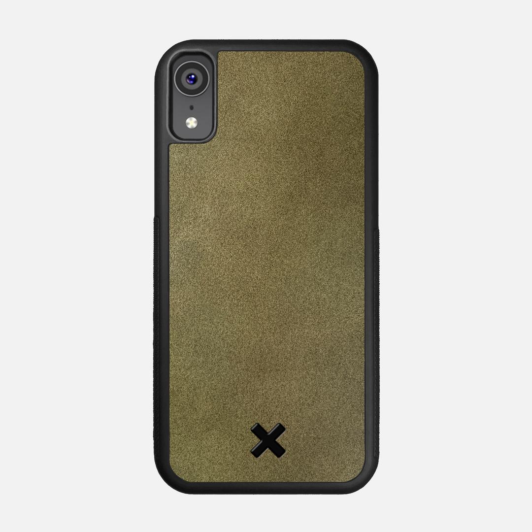 Olive Leather Case for the Apple iPhone XR featuring a Genuine Leather backer with the Keyway X Mark#Phone Model_iPhone XR