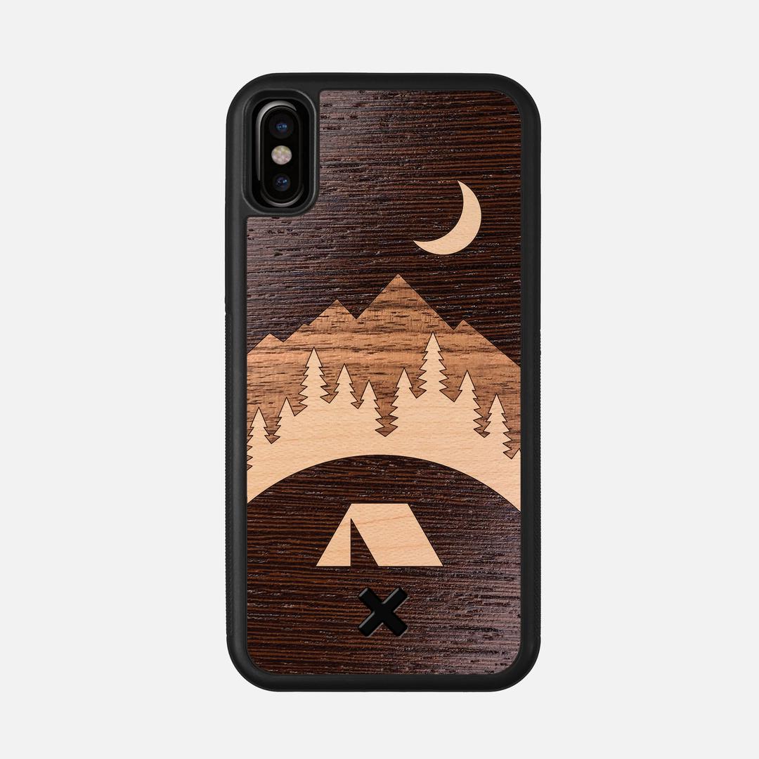 Woodland Case for the Apple iPhone XS featuring a Wenge, Maple, and Walnut Wood backer with the Keyway X Mark#Phone Model_iPhone XS