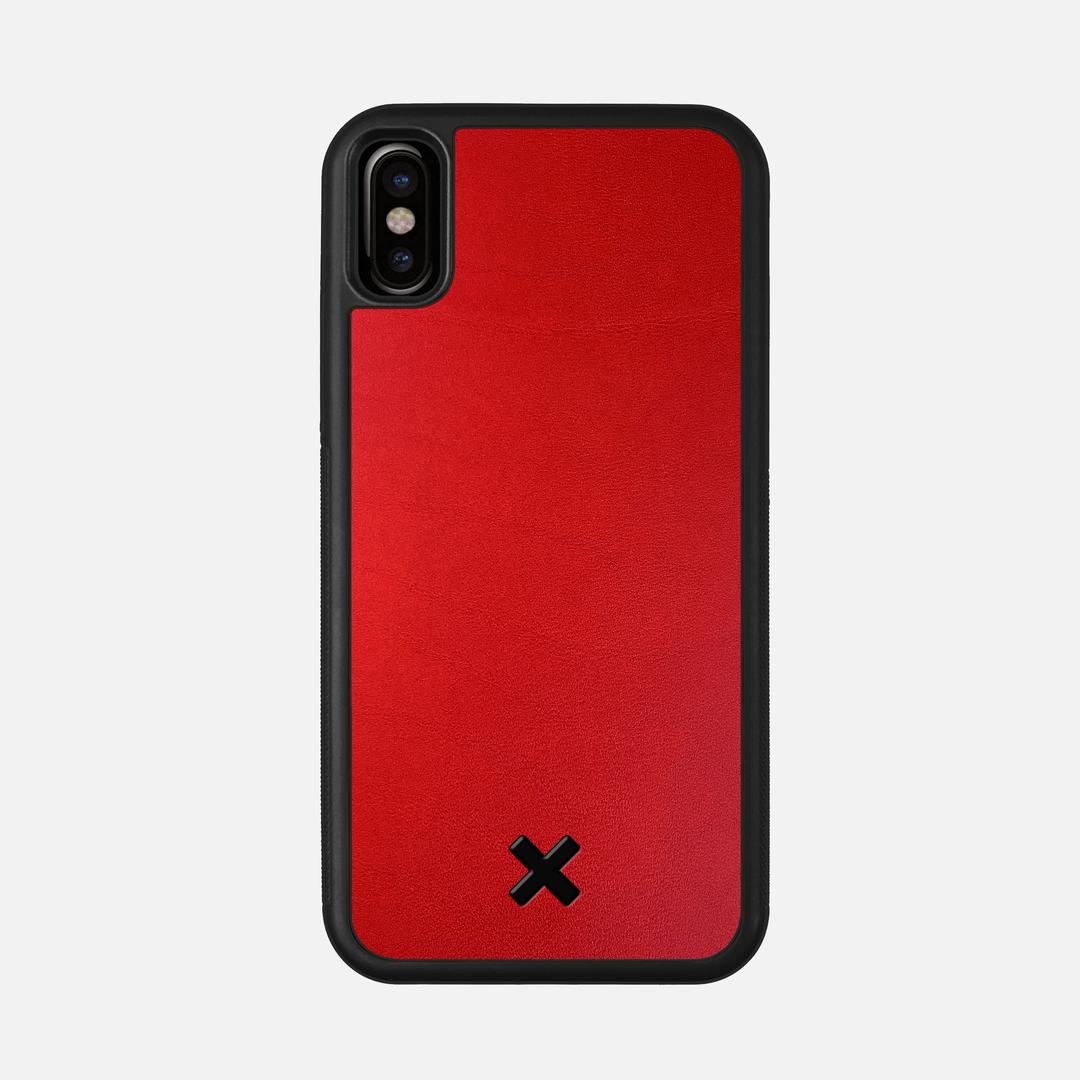 Crimson Leather Case for the Apple iPhone X featuring a Genuine Leather backer with the Keyway X Mark#Phone Model_iPhone X