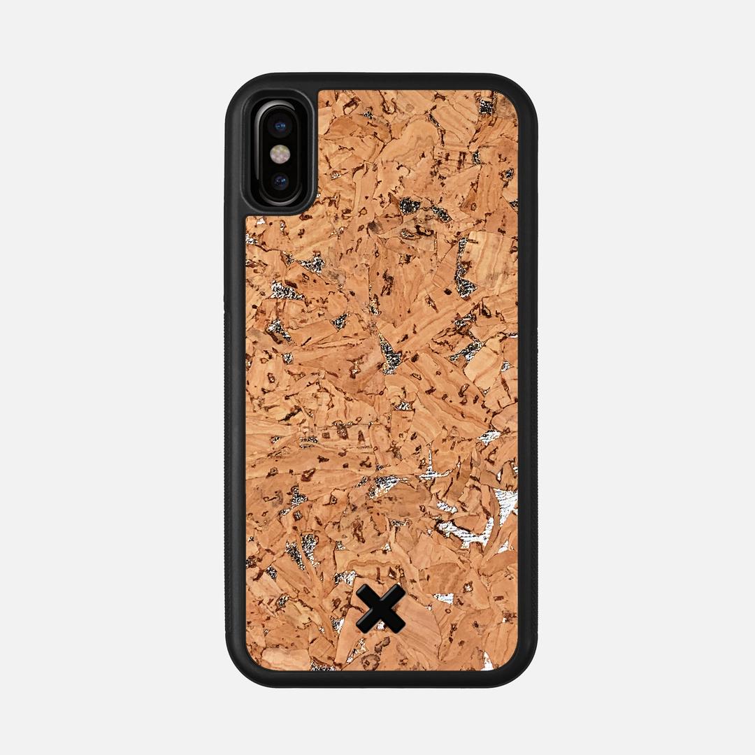 Silver Cork Case for the Apple iPhone X featuring a Genuine Cork backer with the Keyway X Mark#Phone Model_iPhone X