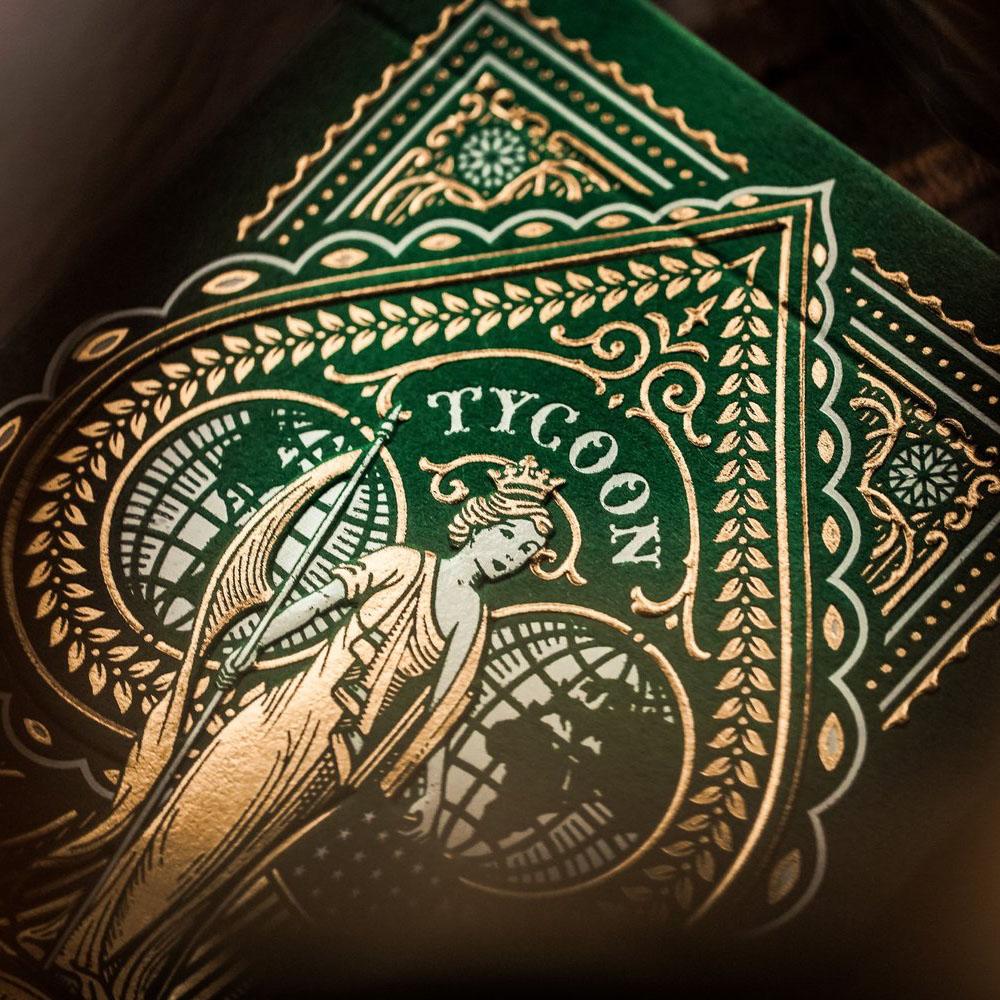 KEYWAY | Theory 11 - Green Tycoon Premium Playing Cards Macro shot of Embossing