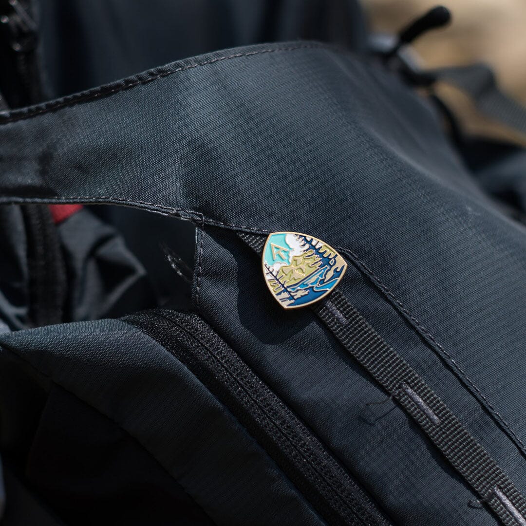 Appalachian Trail Enamel Pin by The Landmark Project, Action Shot