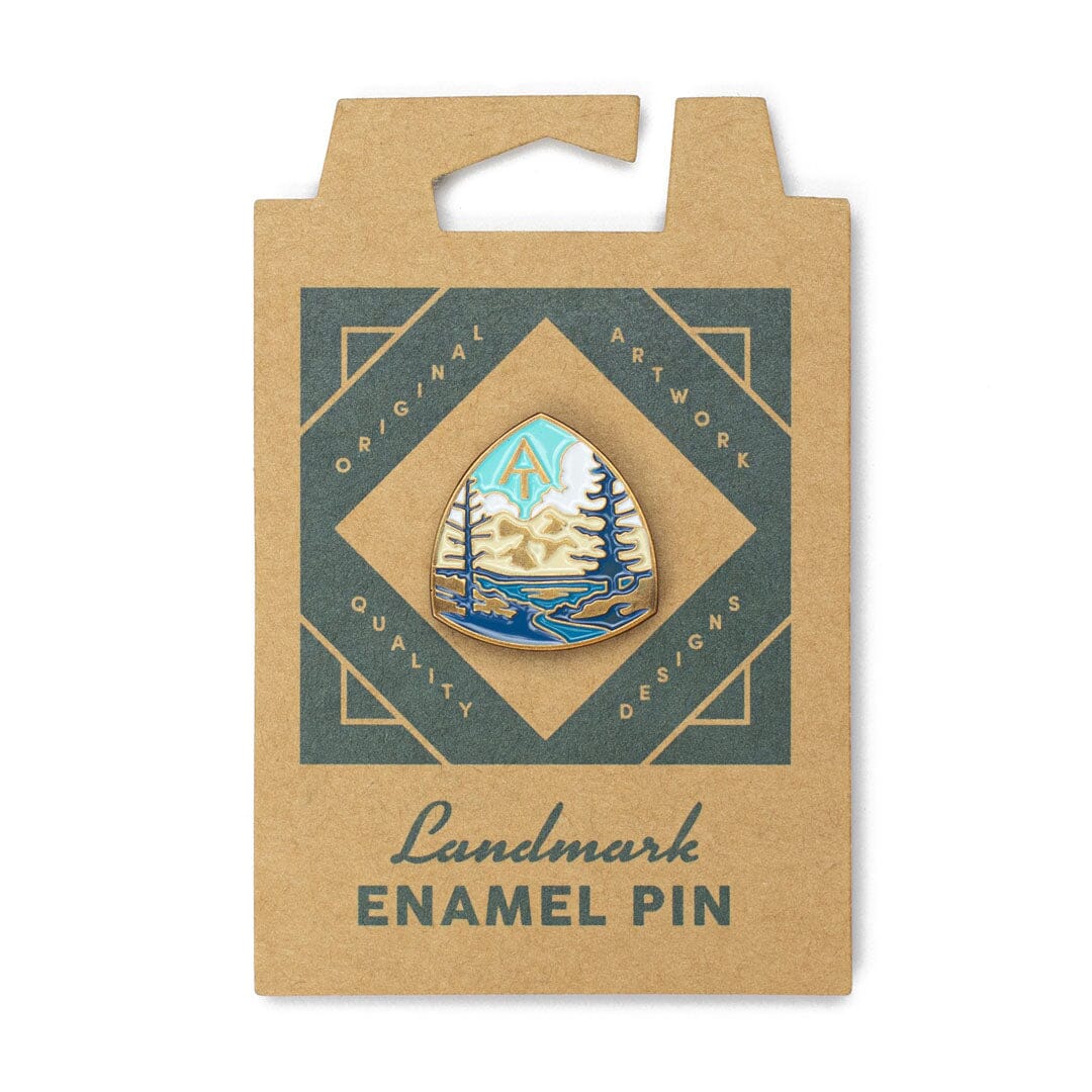Appalachian Trail Enamel Pin by The Landmark Project, Front Packaging View