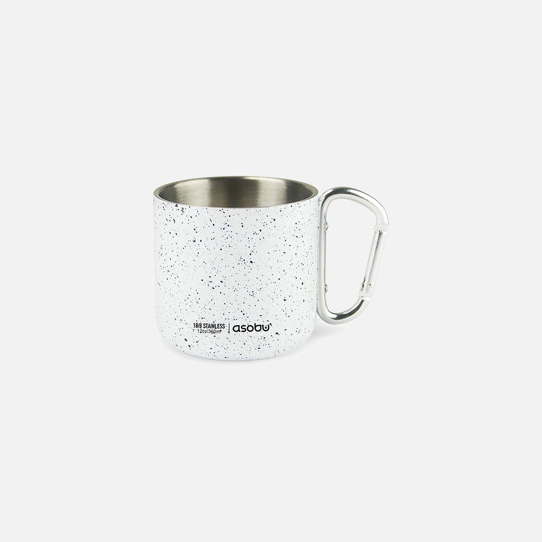 Asobu - Stainless Steel Camp Mug in White, Front View