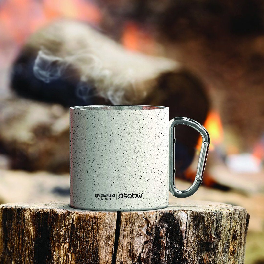 Asobu - Stainless Steel Camp Mug in Black, By the Campfire