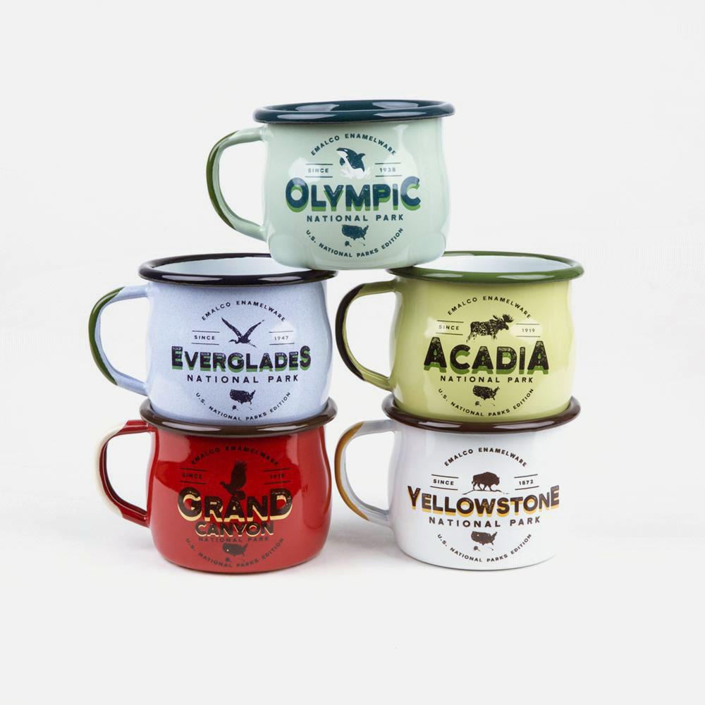 KEYWAY | Emalco - Yellowstone Bellied Enamel Mug, Handcrafted by Artisans in Poland, Selection Group Shot