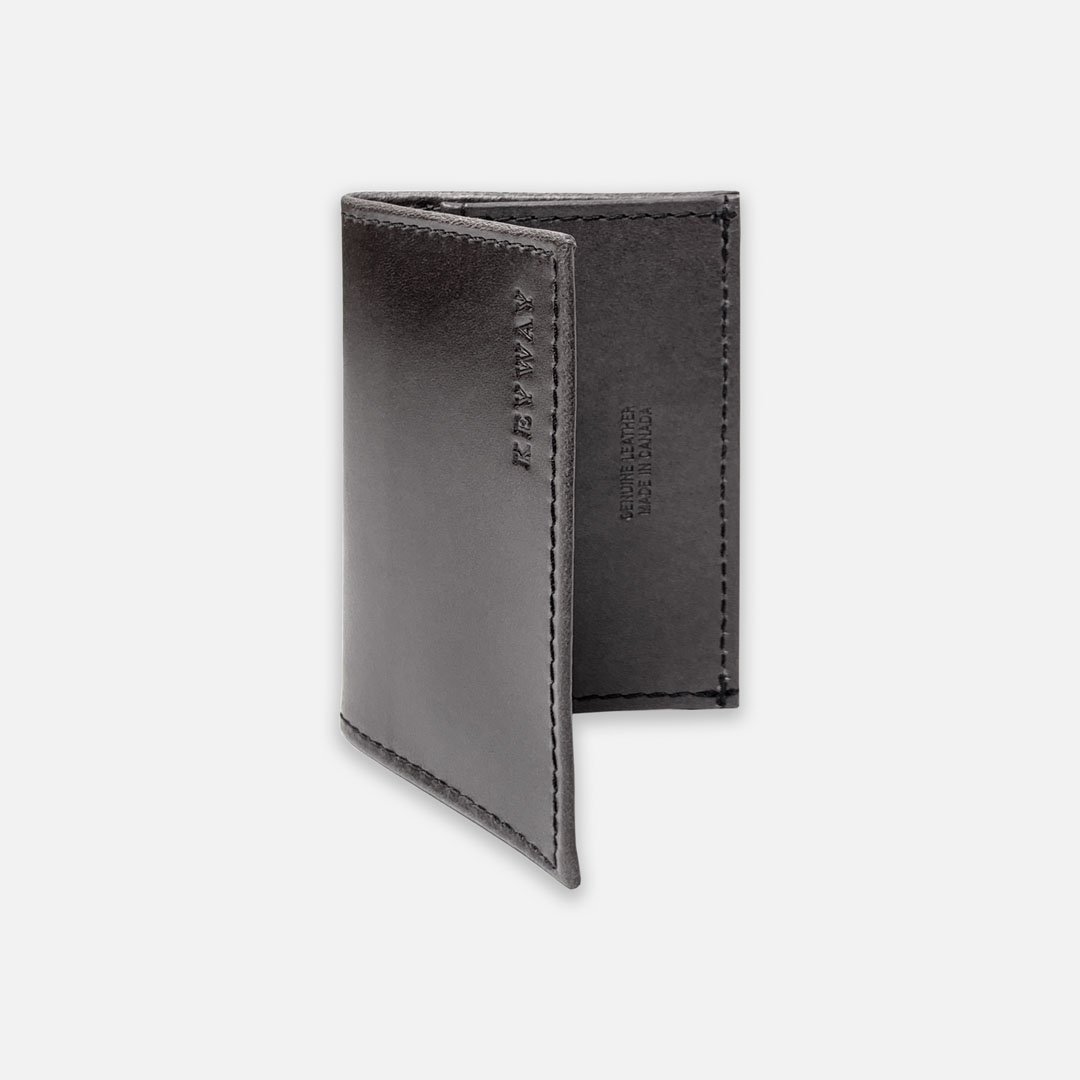 Keyway Full-grain Leather Card Holder, Charcoal, front