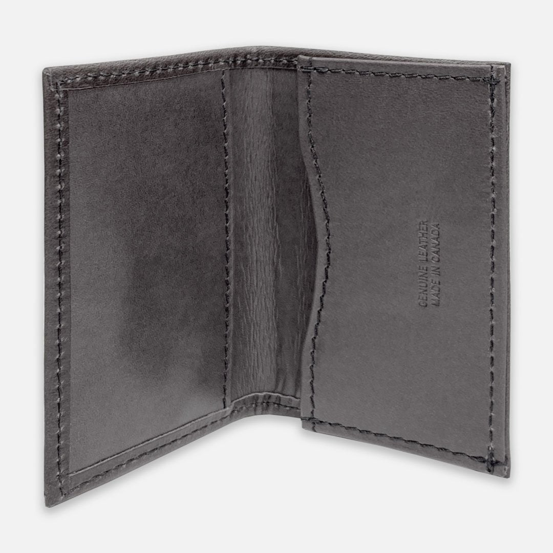Keyway Full-grain Leather Card Holder, Charcoal, inside view of card slots