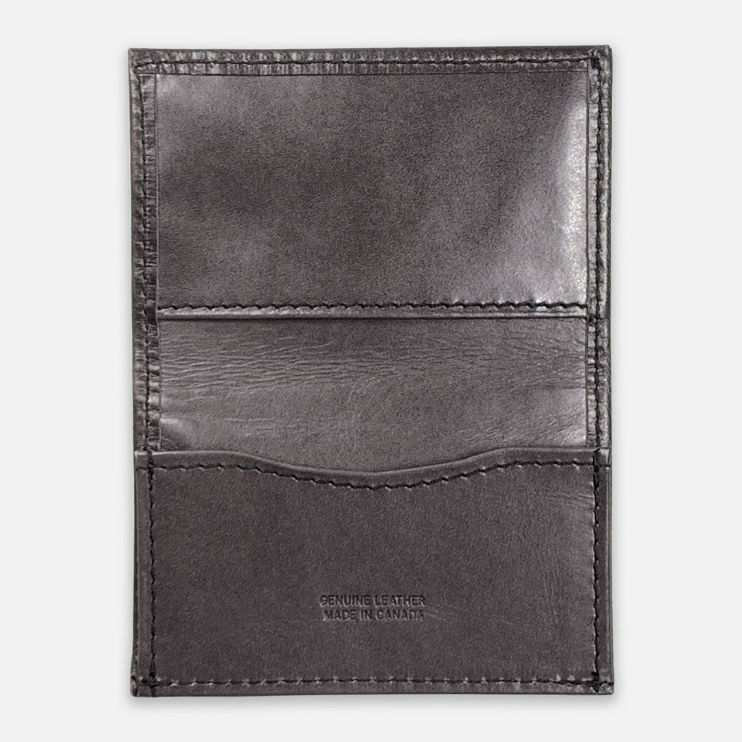 Keyway Full-grain Leather Card Holder, Charcoal, flat view of inside