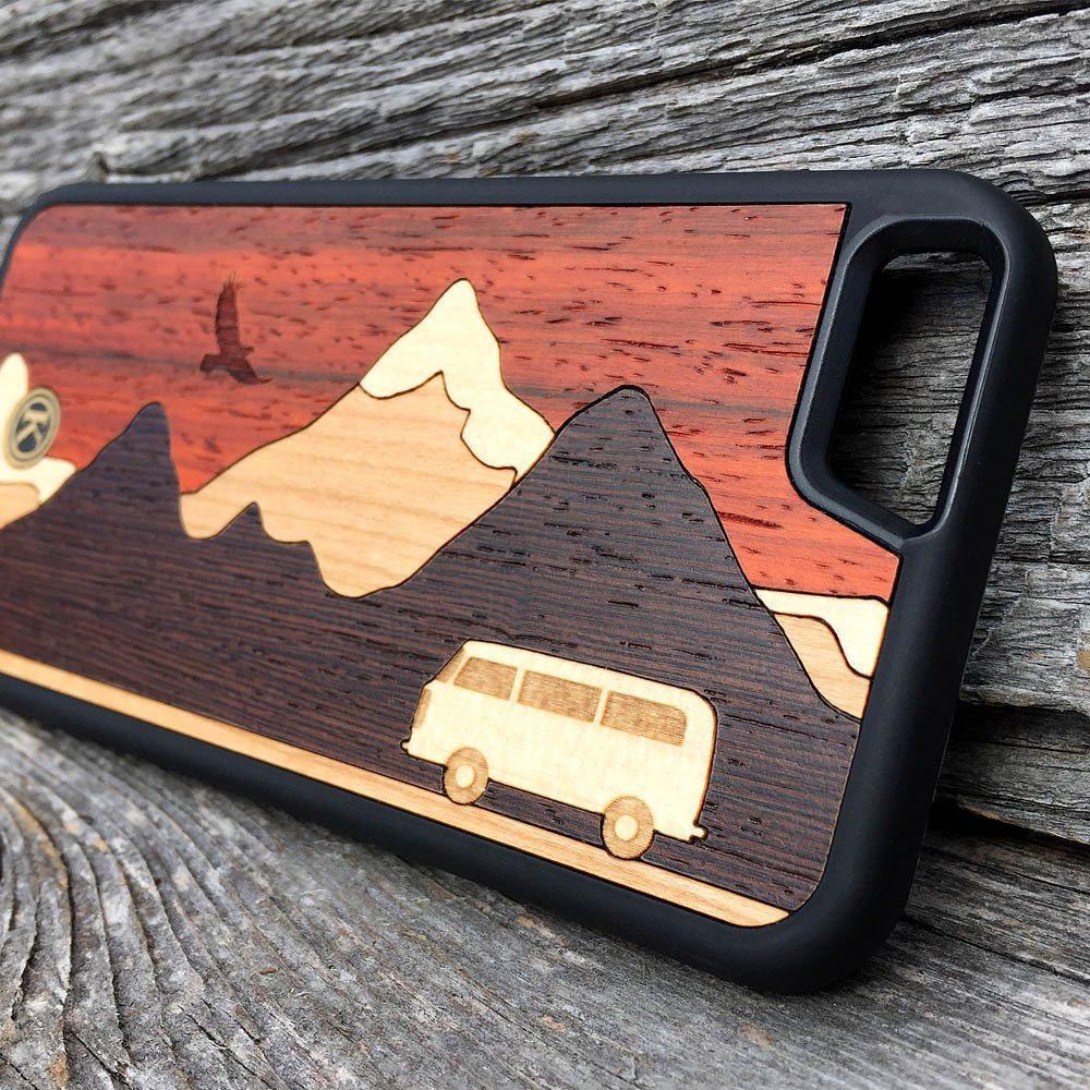 Cross Country  Handmade Padauk & Maple Wood iPhone 14 Pro Max MagSafe Case  by Keyway