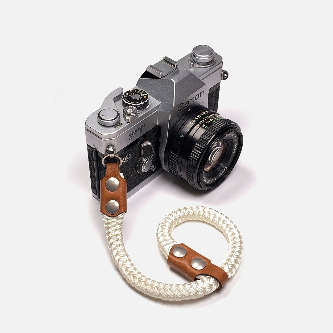 Camera Wrist Strap. Leather, Brass and Nylon. Designed and Produced in Canada by Keyway Designs.