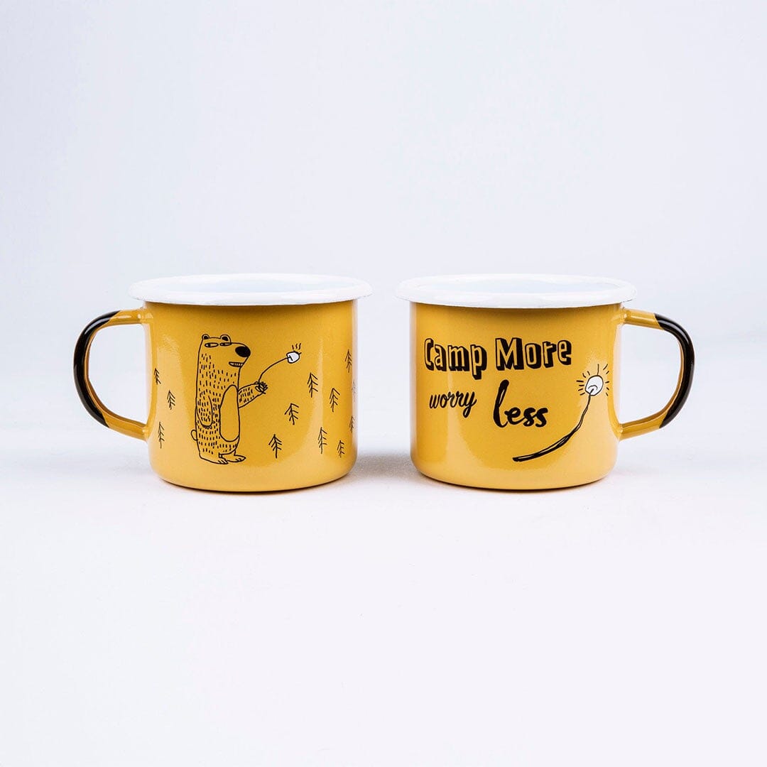 KEYWAY | Sierra Outfitters - Camp More Worry Less Enamel Mug, Handcrafted by Artisans in Poland, Bottom View