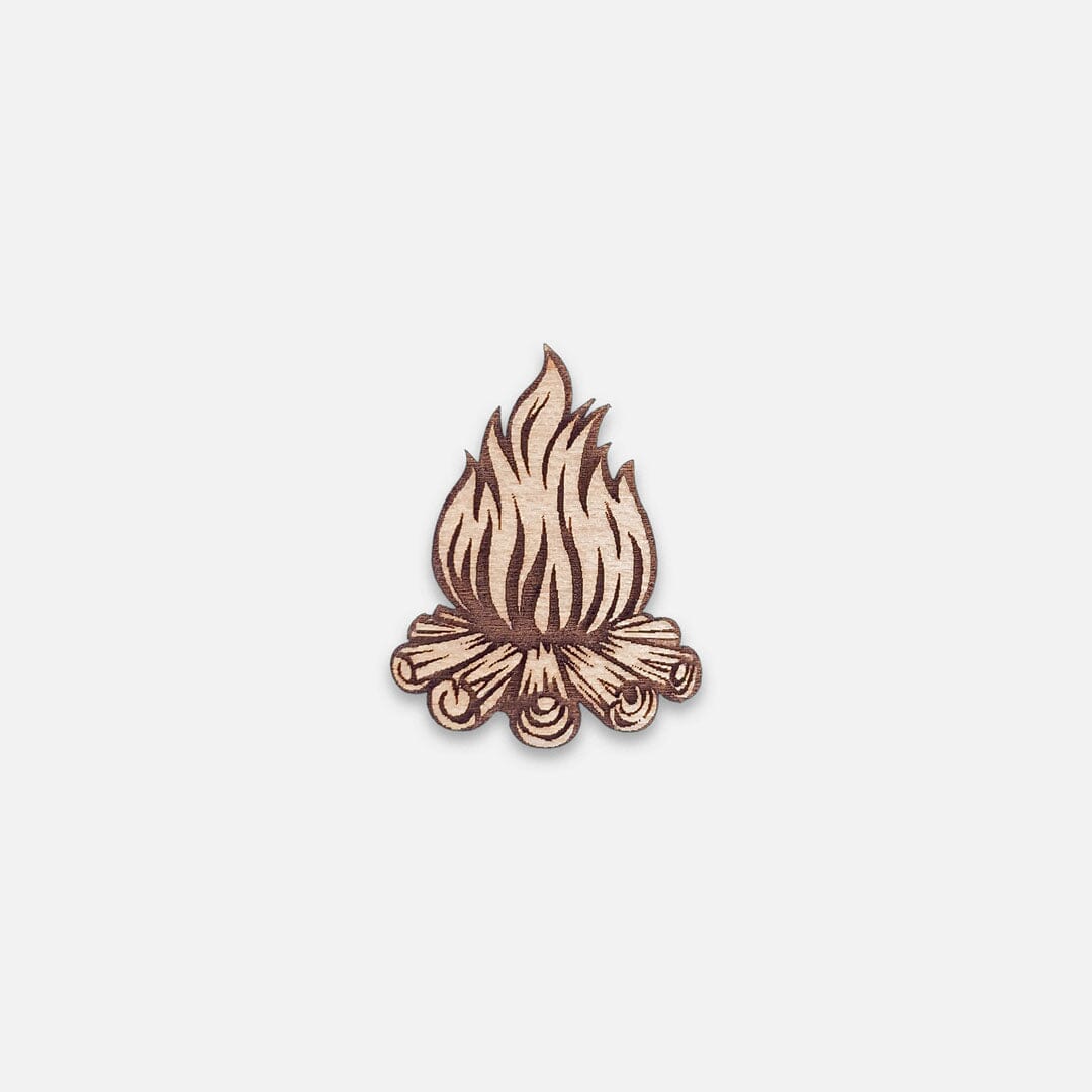 Campfire - Keyway Engraved Wooden Pin in Maple, Front View
