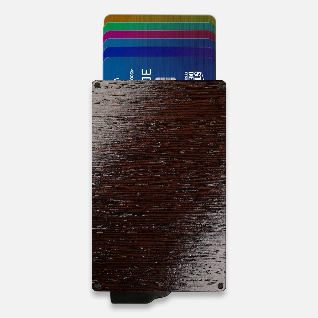 Wenge Wood & Aluminum Card Holder with Money Clip, Front View