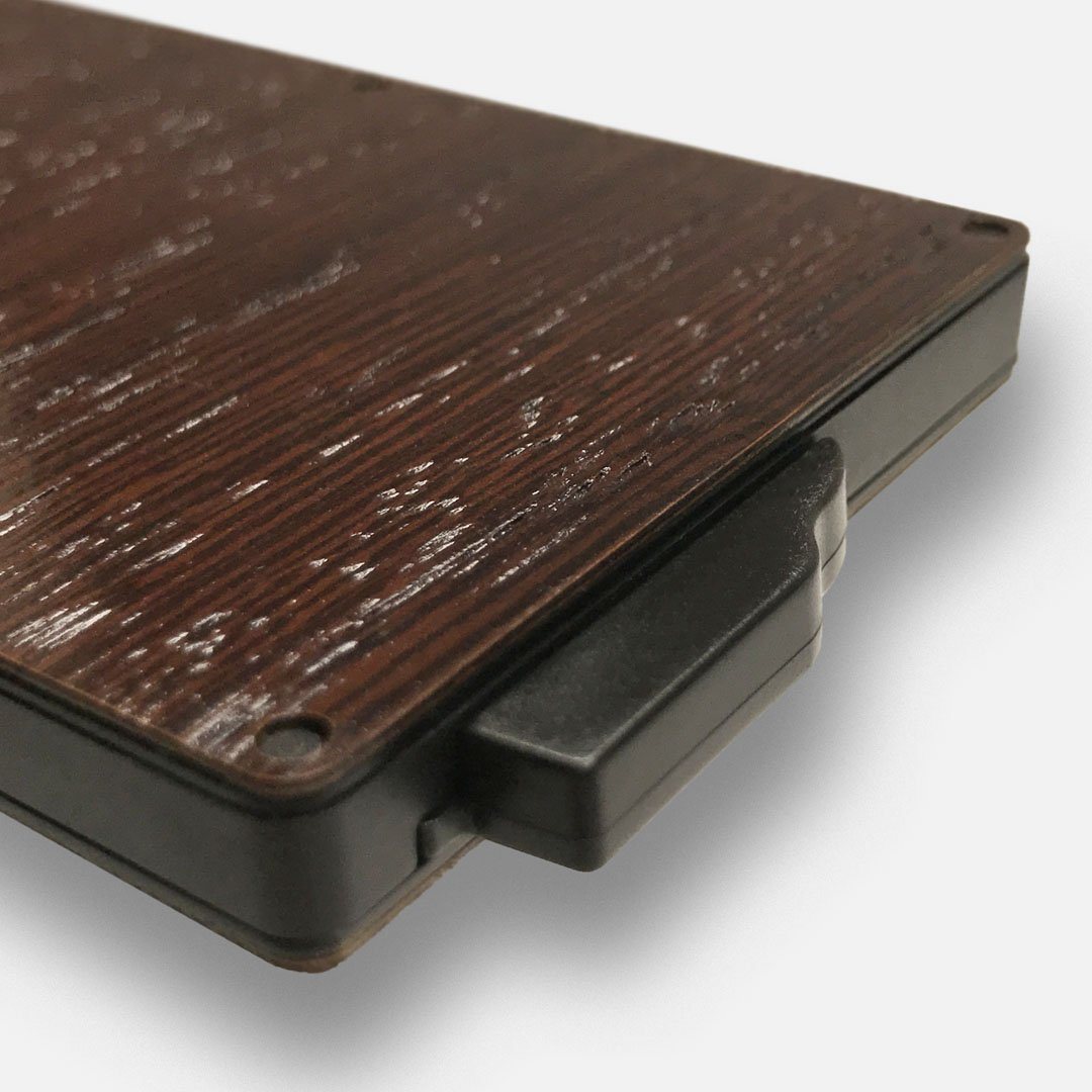 Wenge Wood & Aluminum Card Holder, Cards fanned out