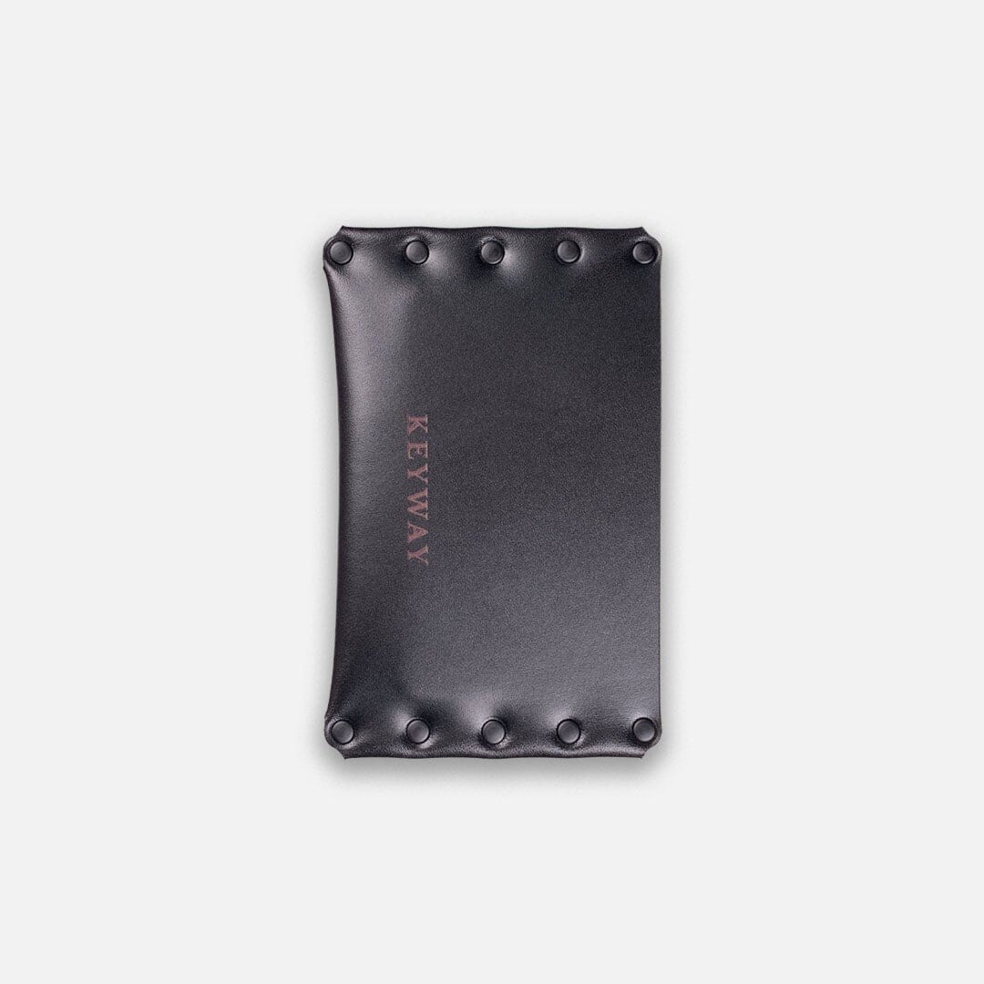 Keyway Full-grain Riveted Leather Card Holder, Charcoal, flat view of inside