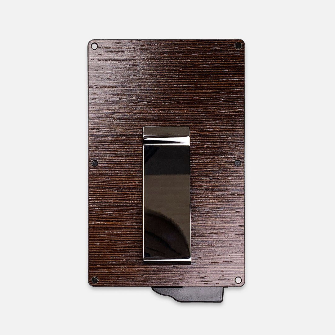 Wenge Wood & Aluminum Card Holder with Money Clip, Back View