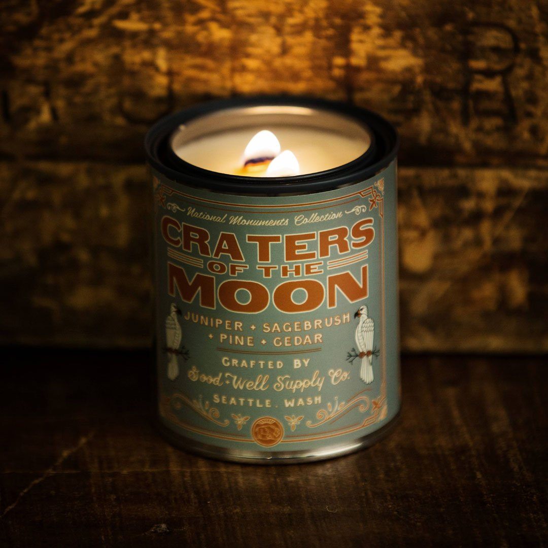 The Craters of the Moon National Monument Candle from Good & Well Supply Co. in the Wild.