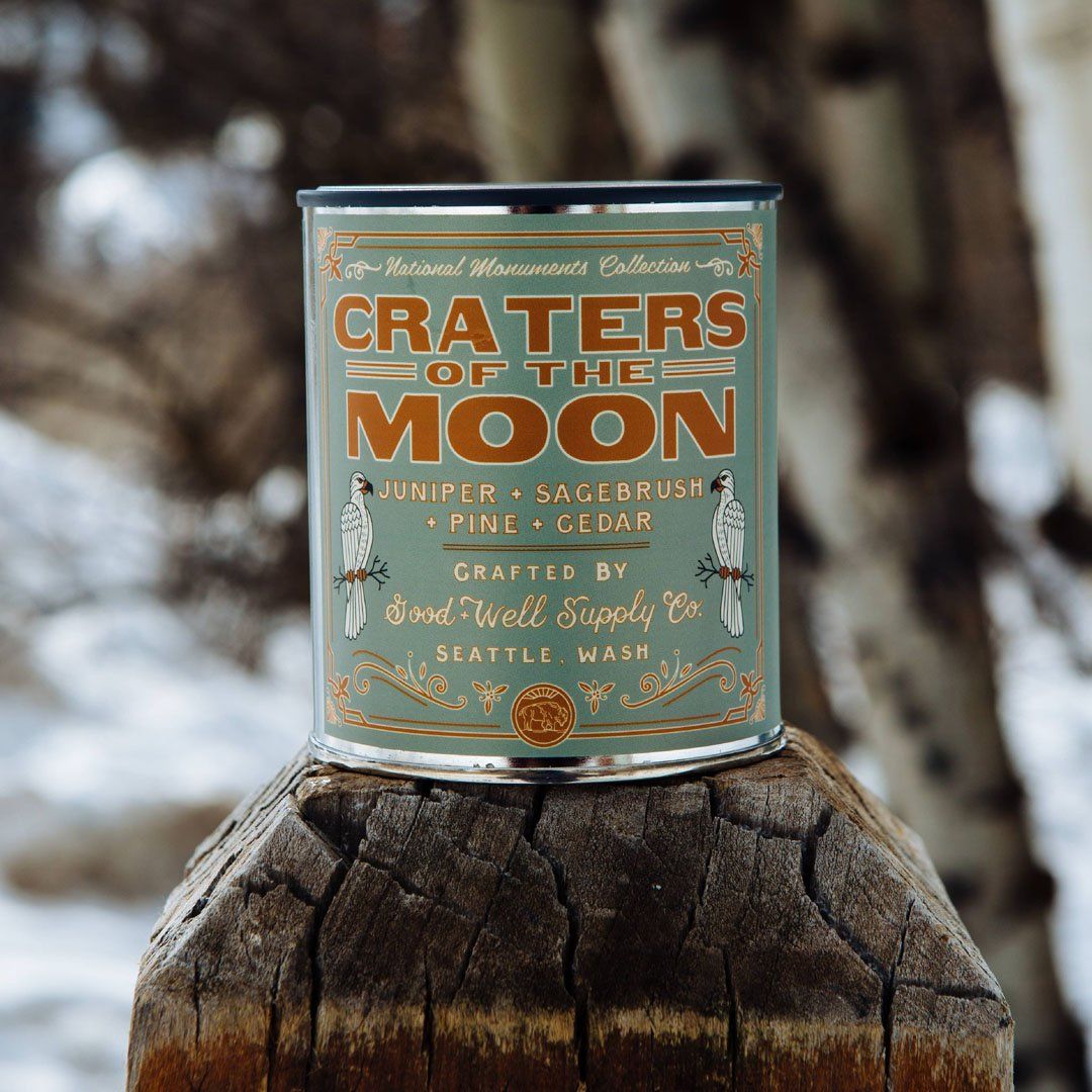The Craters of the Moon National Monument Candle from Good & Well Supply Co. in the Wild.