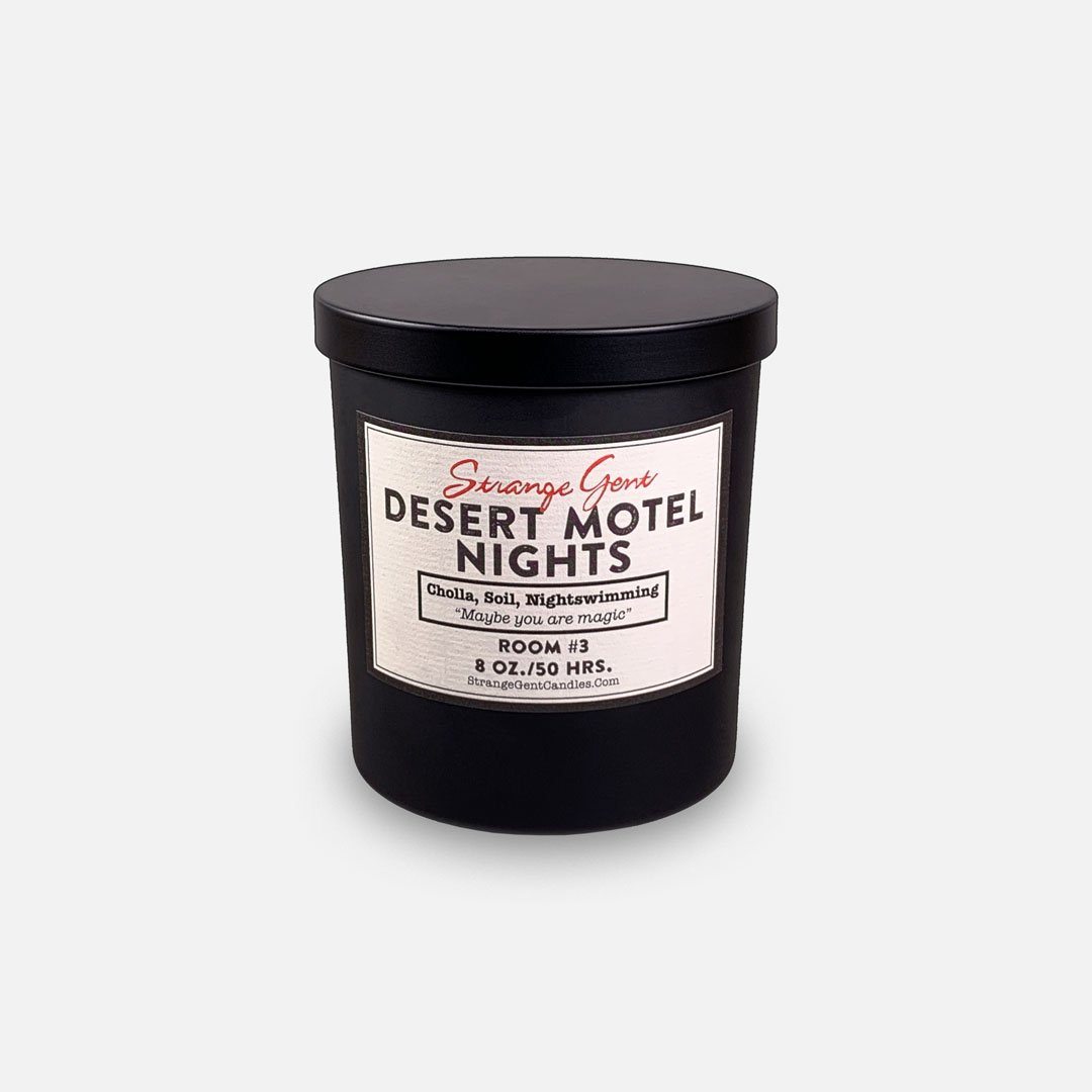 Strange Gent - Desert Motel Nights 8oz Soy Wax Jar Candle, Made in LA, California. Header Shot