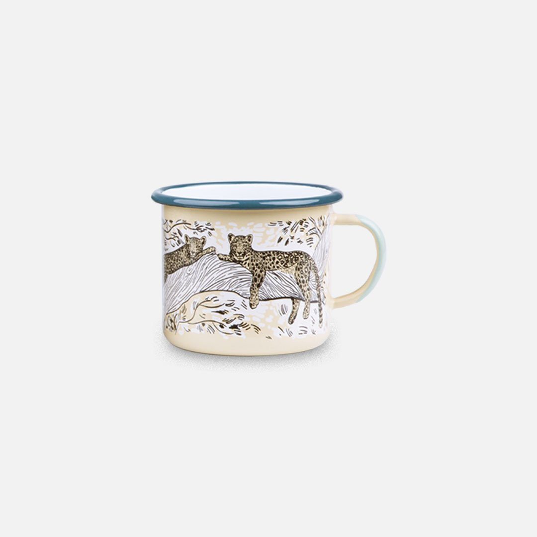 KEYWAY | Emalco - Leopard Enamel Mug, Handcrafted by Artisans in Poland, Front View