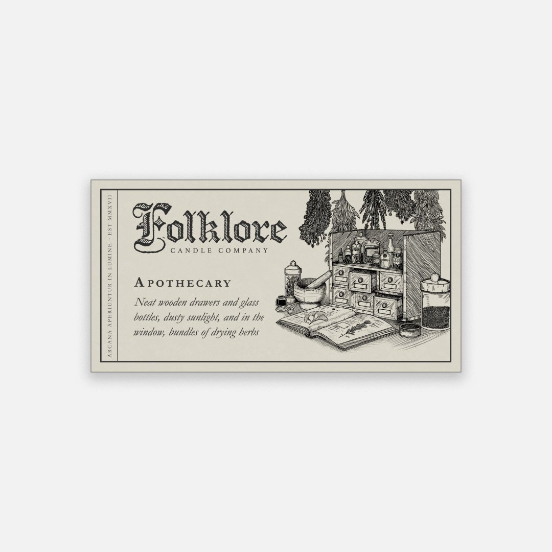 Folklore Candle - Apothecary Soy Wax Jar Candle Detailed Label