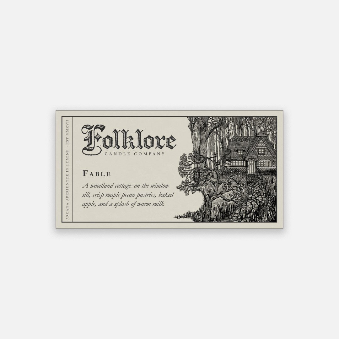 Folklore Candle - Fable Soy Wax Jar Candle Detailed Label