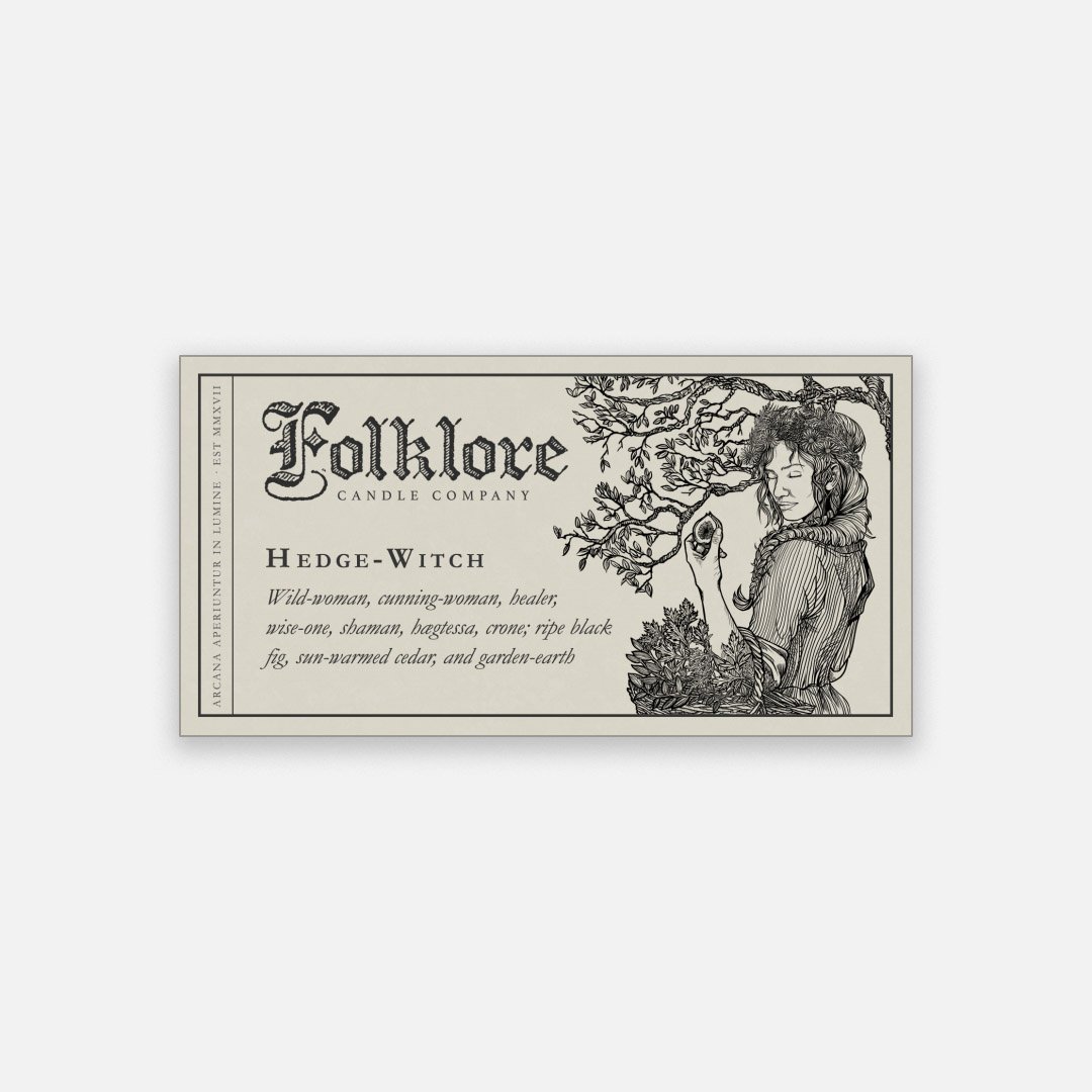 Folklore Candle - Hedge-Witch Soy Wax Jar Candle Detailed Label