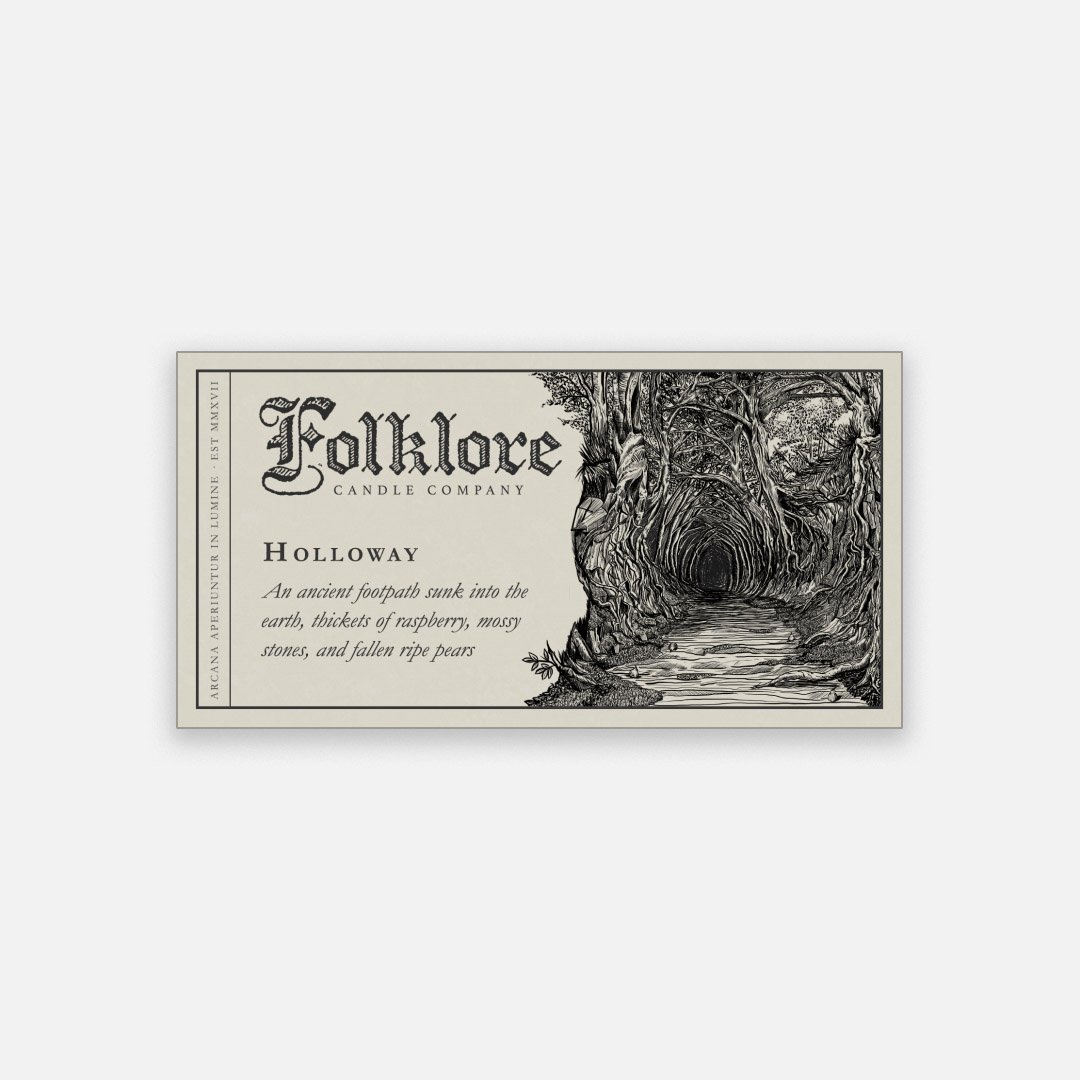Folklore Candle - Holloway Soy Wax Jar Candle Detailed Label